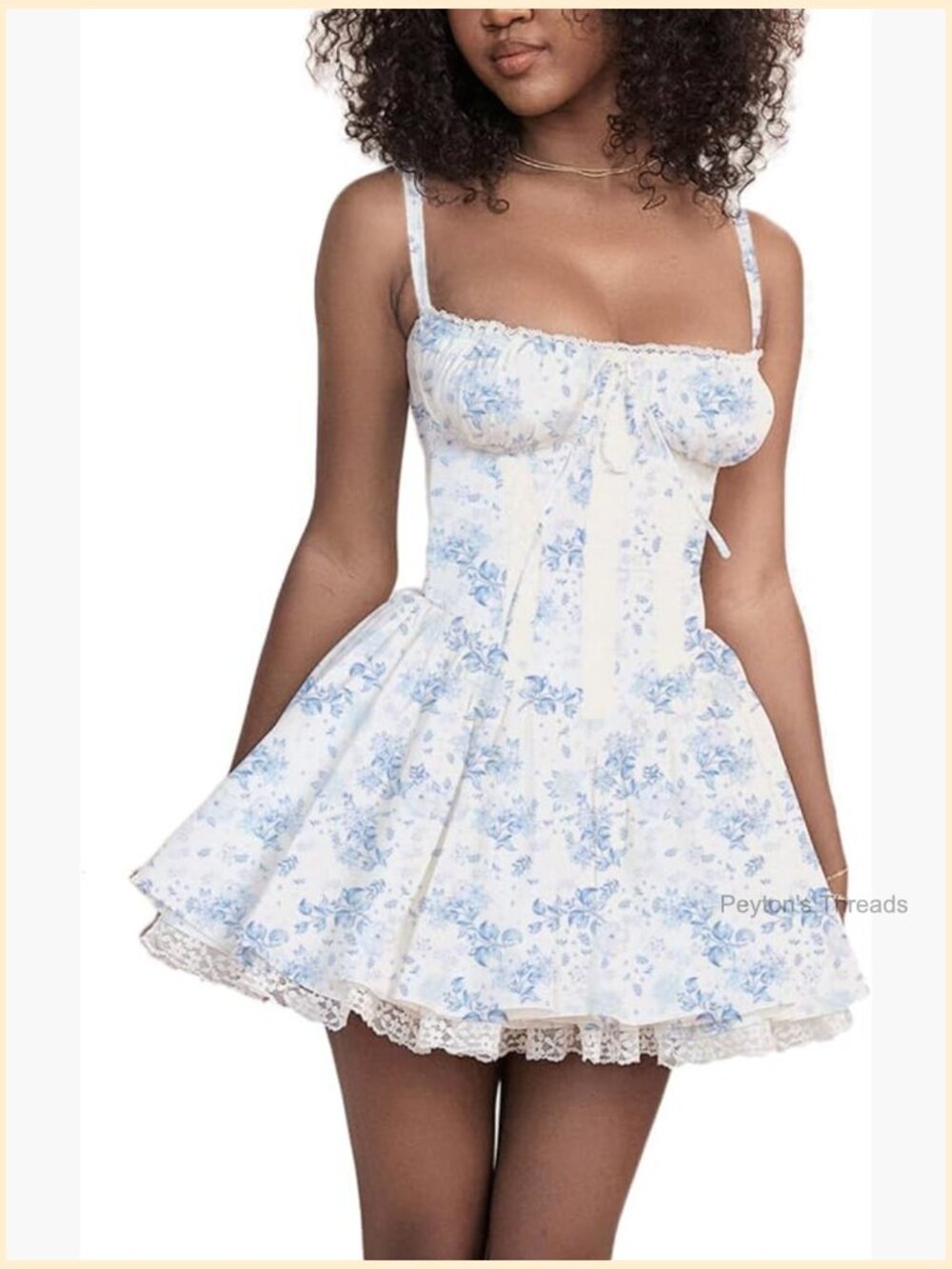Sleeveless Backless Lace Corset Mini Sundress Spaghetti Straps - Picture 1 of 7